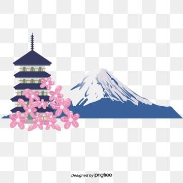 Mount fuji and japanese tower PNG and Vector | Japanese pagoda, Illustration, Mount fuji