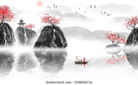 Chinese Landscape Painting Images, Stock Photos &amp; Vectors | Shutterstock