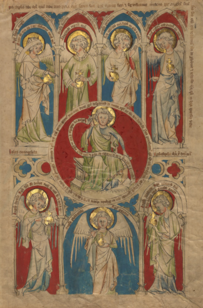 Leaf from an Apocalypse manuscript with miniatures, about 1340–1350, German. The J. Paul Getty Museum, Ms. 108.