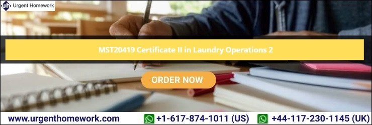 MST20419 Certificate II in Laundry Operations 2 MST20419 Certificate II in Laundry Operations 2