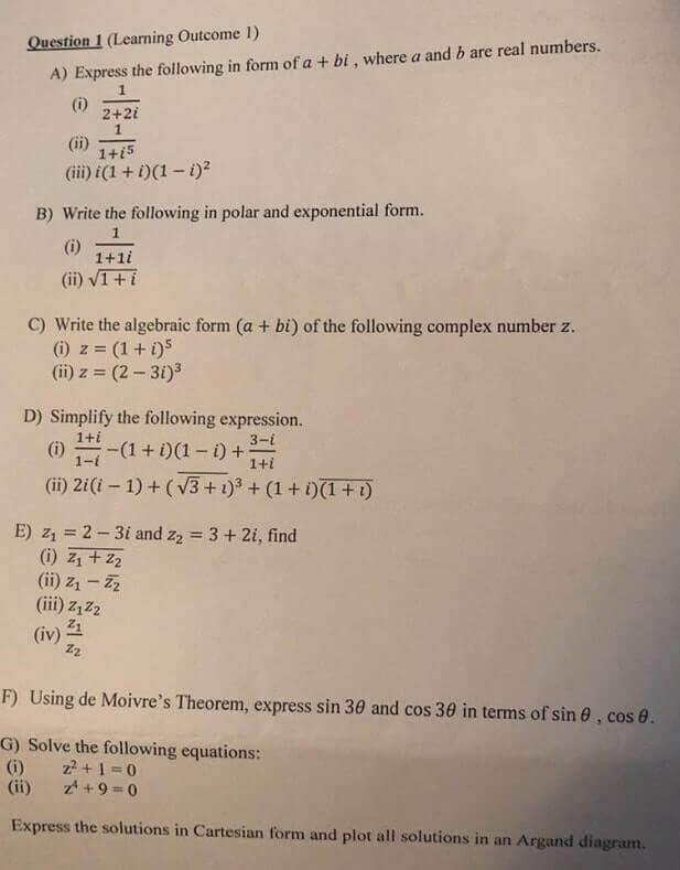Algebra assignment Question