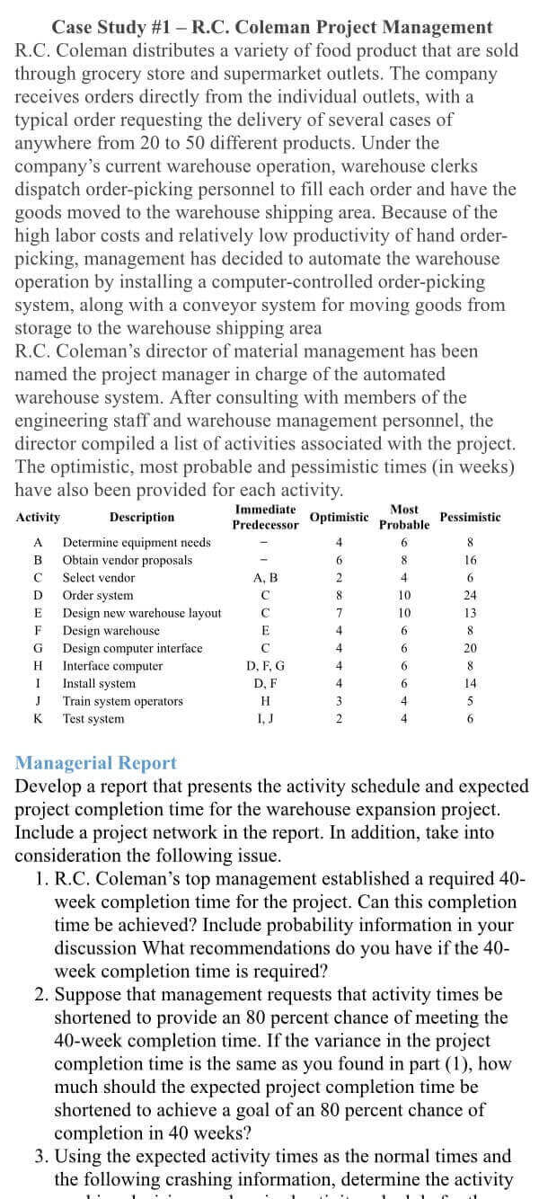 Case study assignment question 1