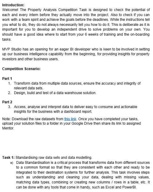 Standardising Raw Data sets and data modelling Image 1