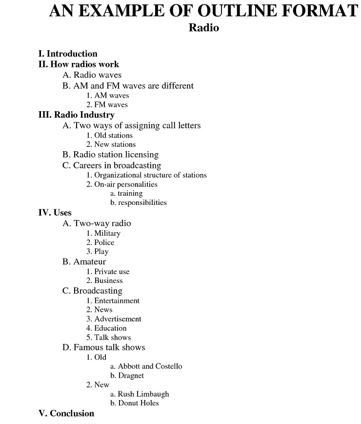 An example of outline format radio