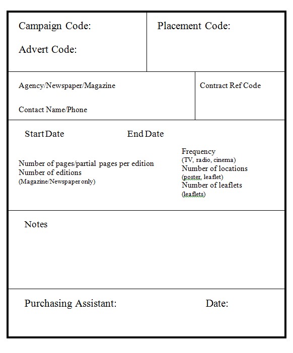 Placement-Location Record Card